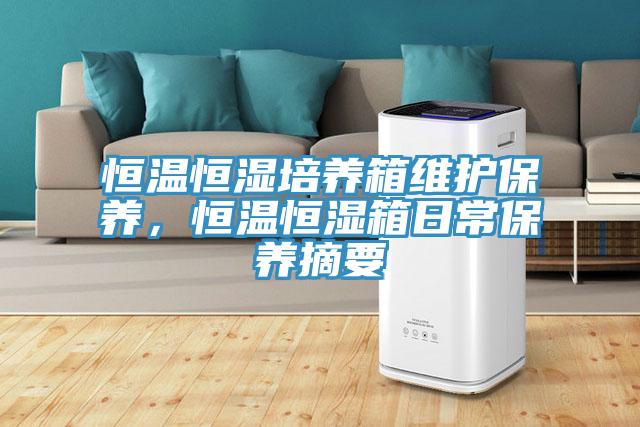 恒温恒湿培养箱维护保养，恒温恒湿箱日常保养摘要